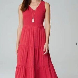 J. Jill‎ Women's XL Poppy Smocked Tiered Midi Rayon Blend Sleeveless Stretch